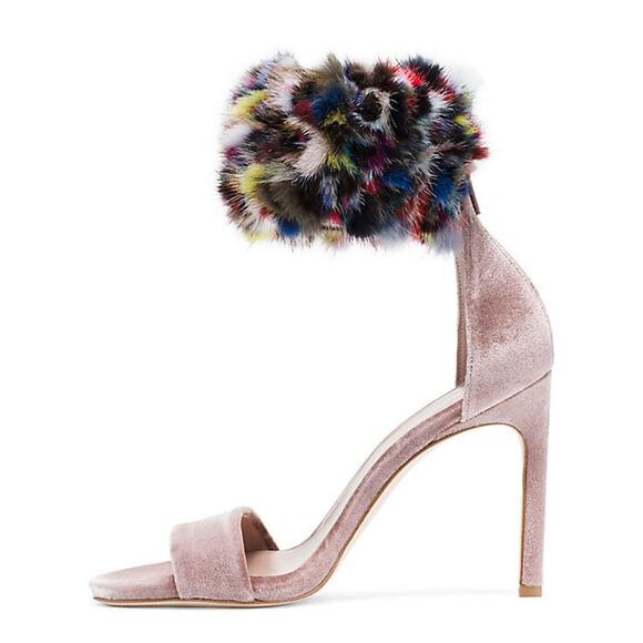 Stuart Weitzman Snowbiz Mink Pink Velvet Stiletto Heel Womens Size 7 - Picture 15 of 15